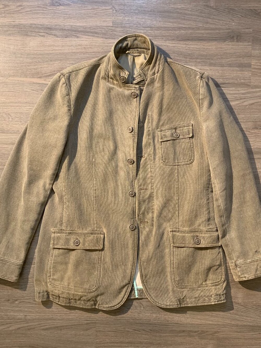 BEN SHERMAN Jacket/Coat, Men's XL, Olive Drab weathered look, Rare Vintage Y2K